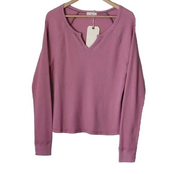 Anthropologie TLA waffle knit thermal top small - Picture 3 of 8